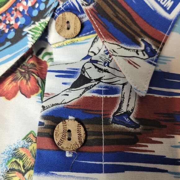Los Angeles Aloha Dodgers Shirt Mens Sz L Reyn Spooner MLB Hawaiian Baseball New - Picture 9 of 16